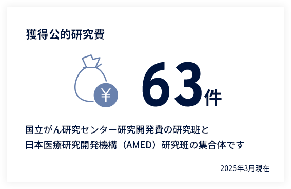 獲得公的研究費63件　2025年3月現在